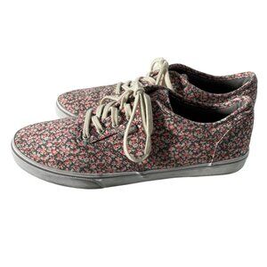 Vans Floral Lace Up Canvas Sneakers Women 8.5 US Round Toe Streetwear Pink Multi